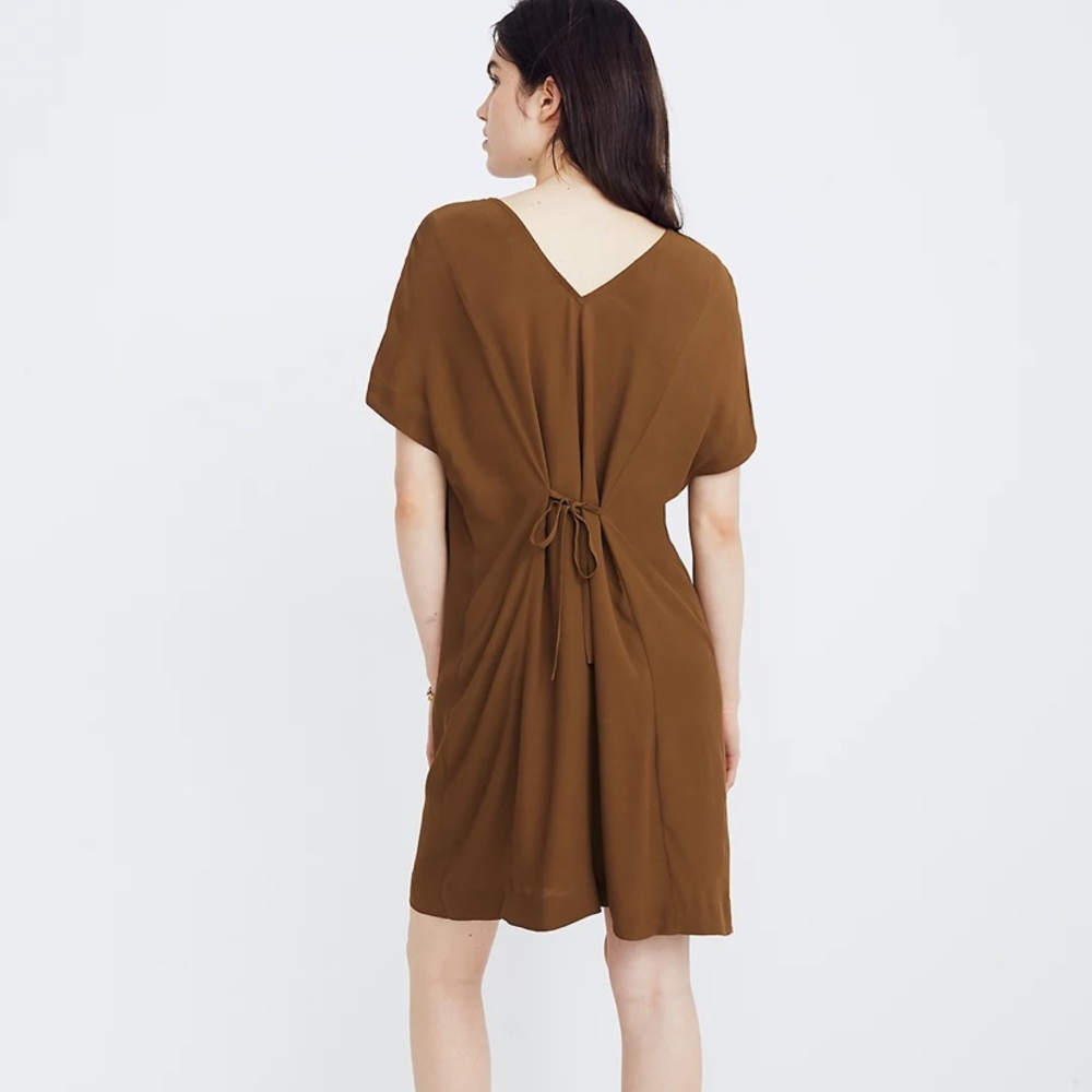 Madewell Downtown Tie-Back Dress in Weathered Olive M